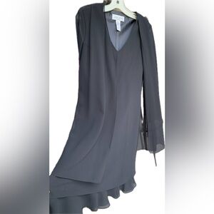 Jones Wear | Dress womens black long sheer sleeve, sheer overlay sz 12